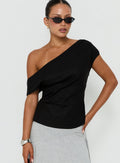 Seasons Change Relaxed Off Shoulder Top Black
