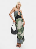Zelle Halter Cut Out Maxi Dress Blue Multi