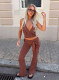 Daily Define Tie Waist Pants Brown