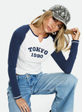 Tokyo 1990 Long Sleeve Raglan Graphic Top White / Blue