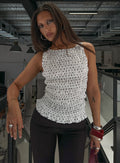 Marleene Shirred Top White Polka