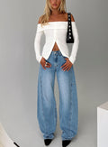 Esperance Mid Rise Barrel Leg Jeans Vintage Blue