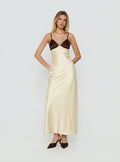 Odyessa V Neck Maxi Dress Brown / Yellow