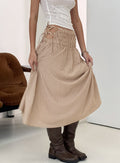 Vence Ruched Maxi Skirt Brown Gingham
