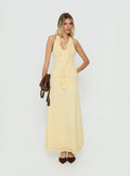 Leyda Plunge Frill Maxi Dress Yellow