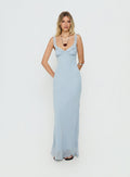 Aymi Frill Bust Detail Maxi Dress Blue Stripe