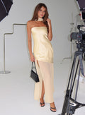 Irisie Strapless Scarf Maxi Dress Yellow