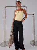 Peroma Linen Straight Leg Pants Black