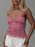 Eliette Ruched Top Pink Check