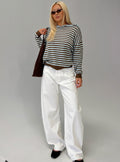 Kaio Mid Rise Barrel Leg Denim Jeans White
