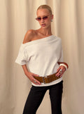 Kourta Off Shoulder Oversized Knit Top Oat