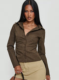 Held My Hand Long Sleeve Top Brown Stripe