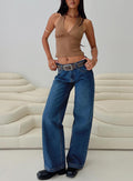 Everlong Mid Rise Wide Leg Jeans Dark Blue Wash