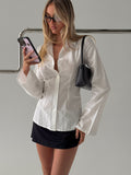 Lesper Long Sleeve Tie Back Top White
