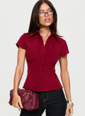 Cottesloe Cord Blouse Top Wine