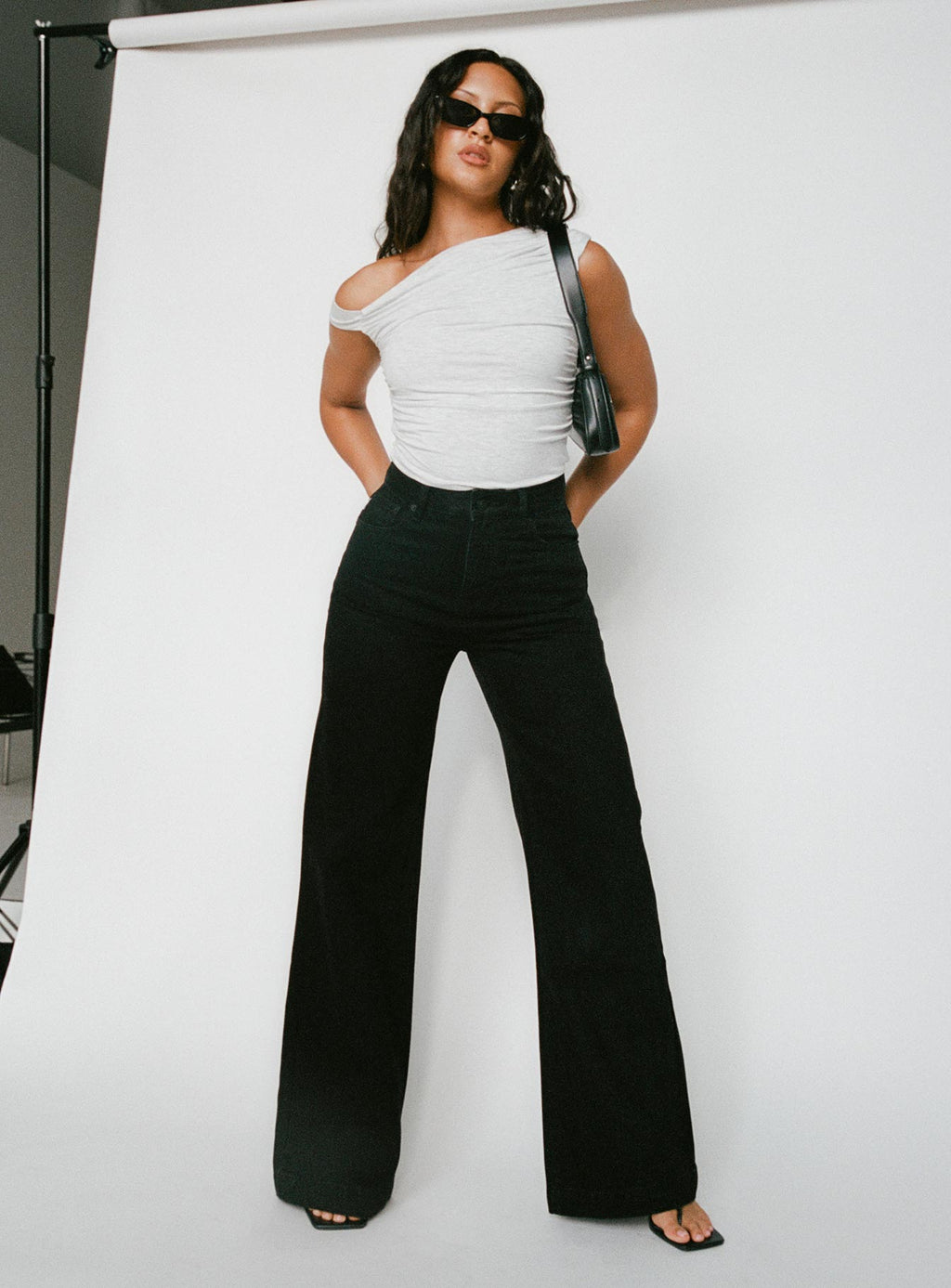Goldie High Rise Wide Leg Jeans True Black