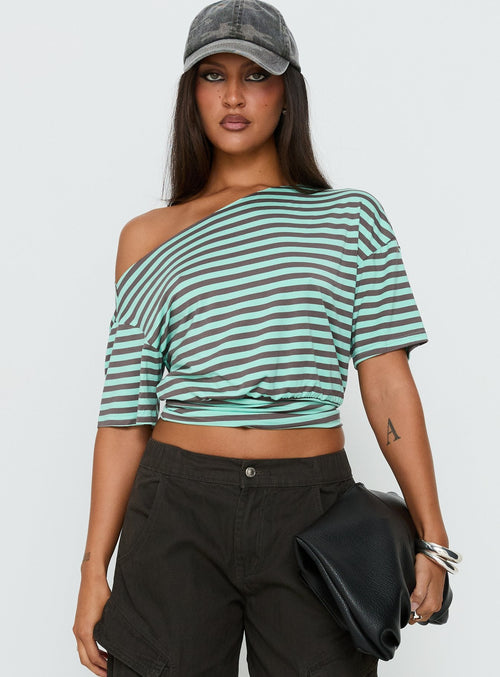 Ashlinn Off Shoulder Drapey Top Stripe