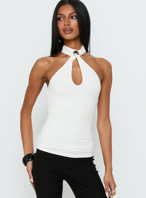 Amerika Twist Neck Top White