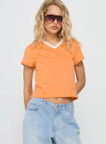 That Way V Neck Top Orange / White