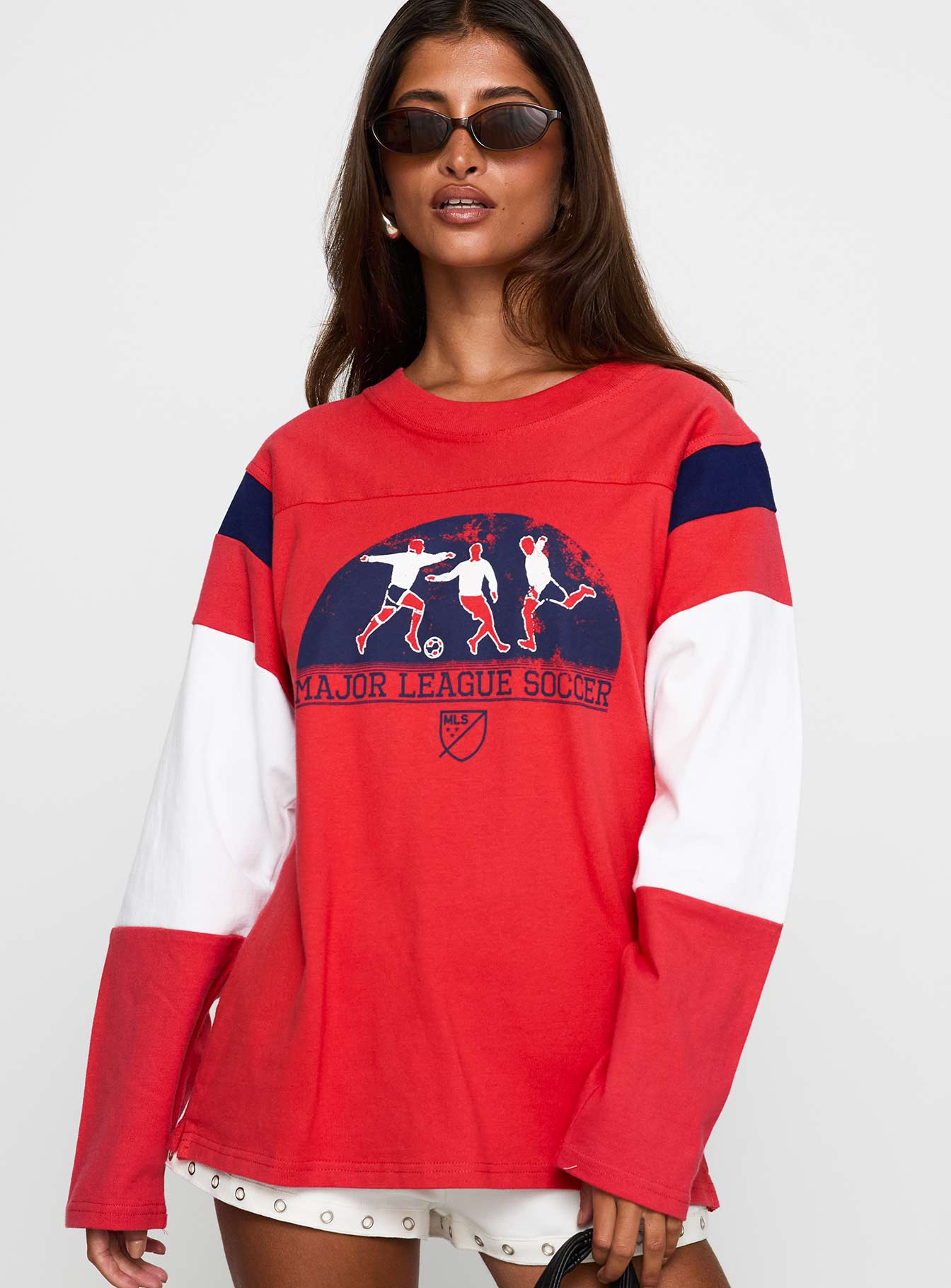 MLS 96 Retro Oversized Long Sleeve Top Red