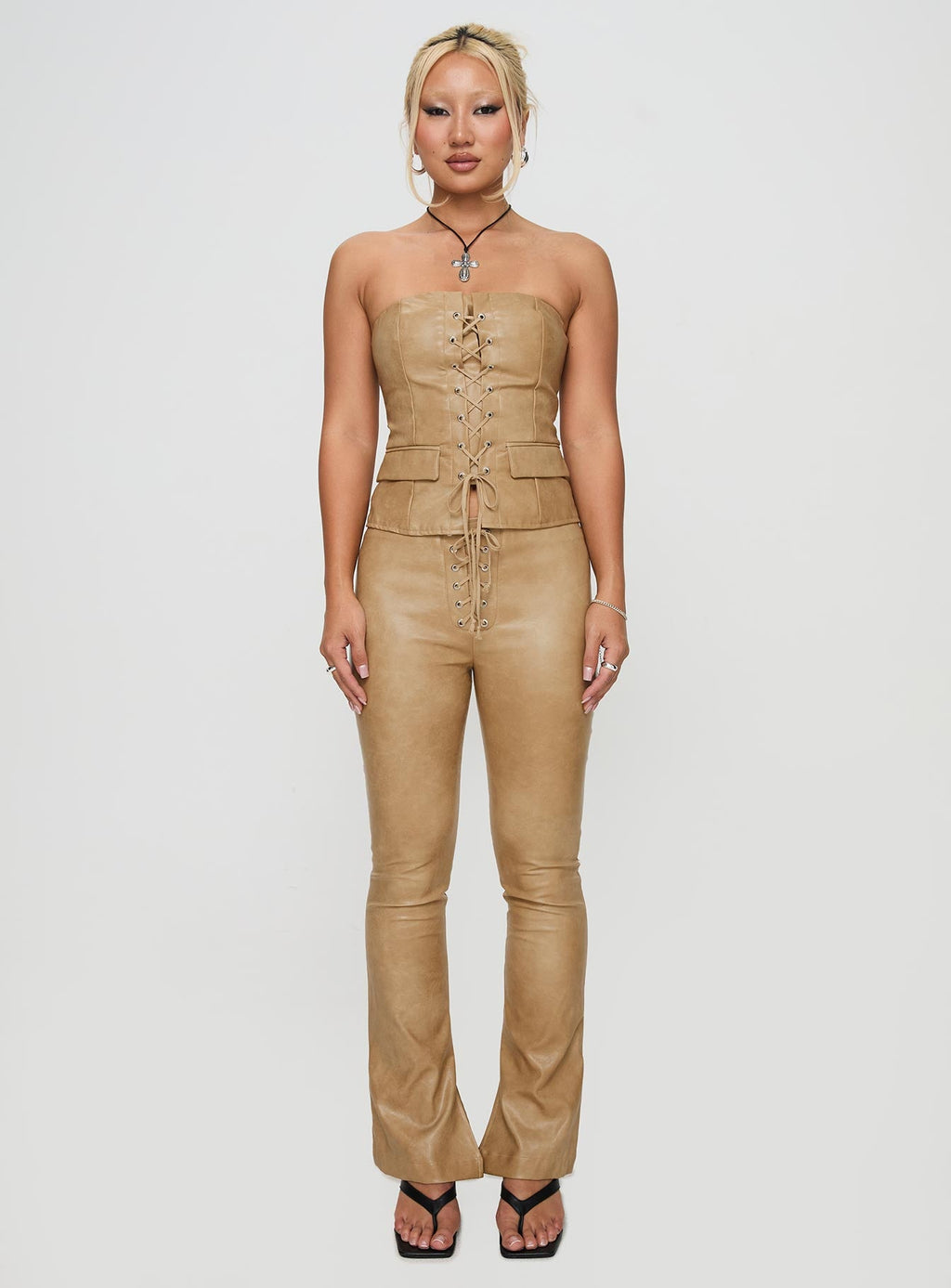 Anaheim Strapless Top Beige
