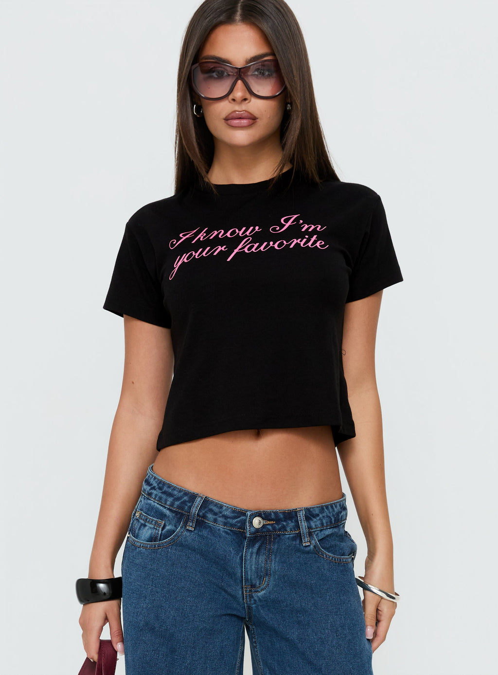 Your Favorite Graphic Baby Tee Washed Black