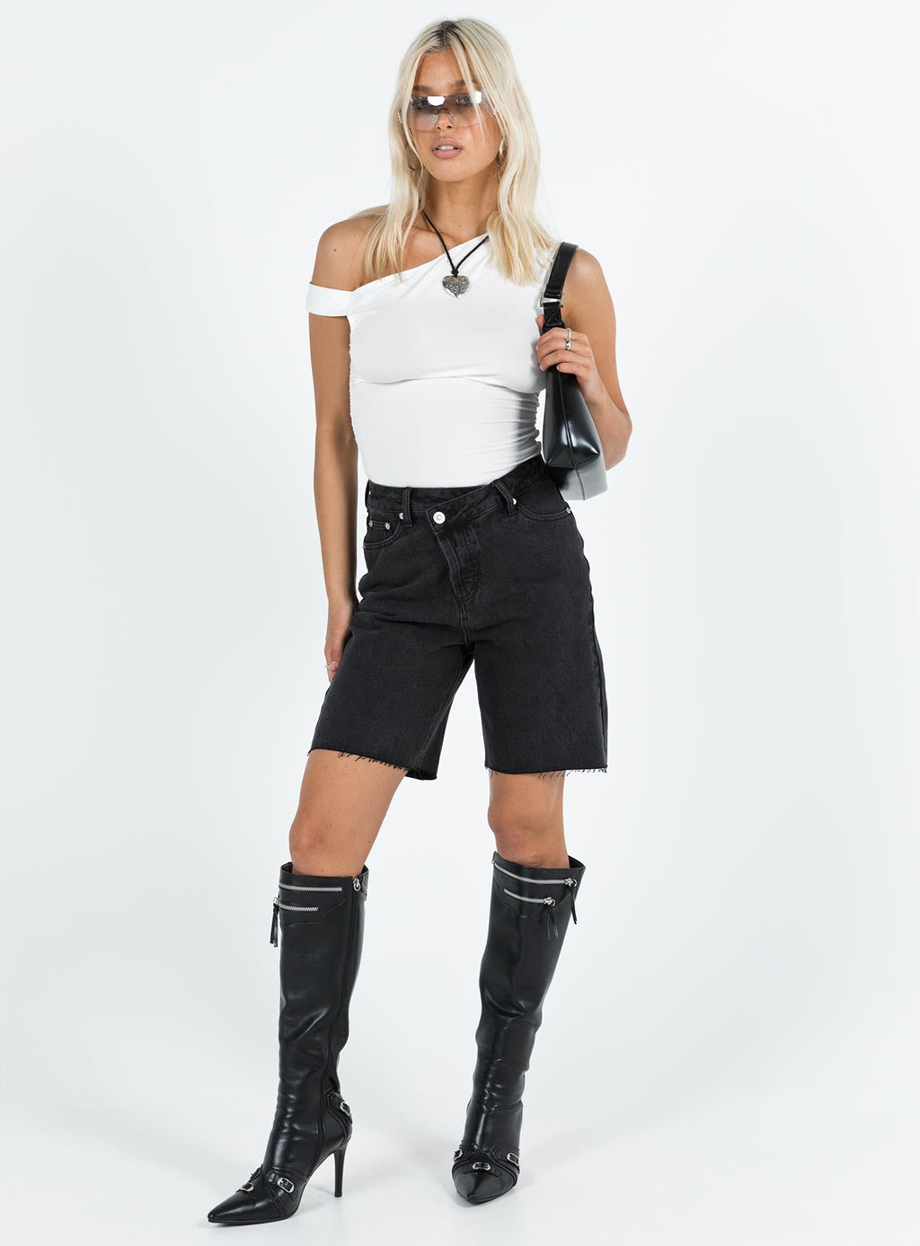 Xena Long Denim Shorts Black
