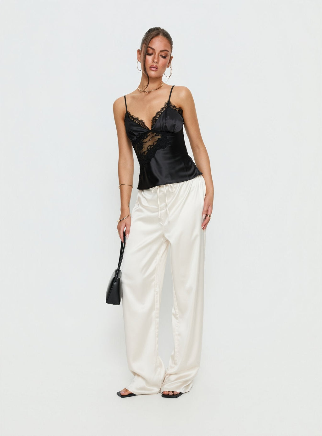 Annamari Lace Satin Cami Top Black