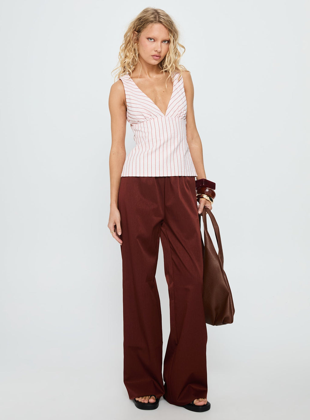 Callaia Plunge Cami Top Pink Stripe