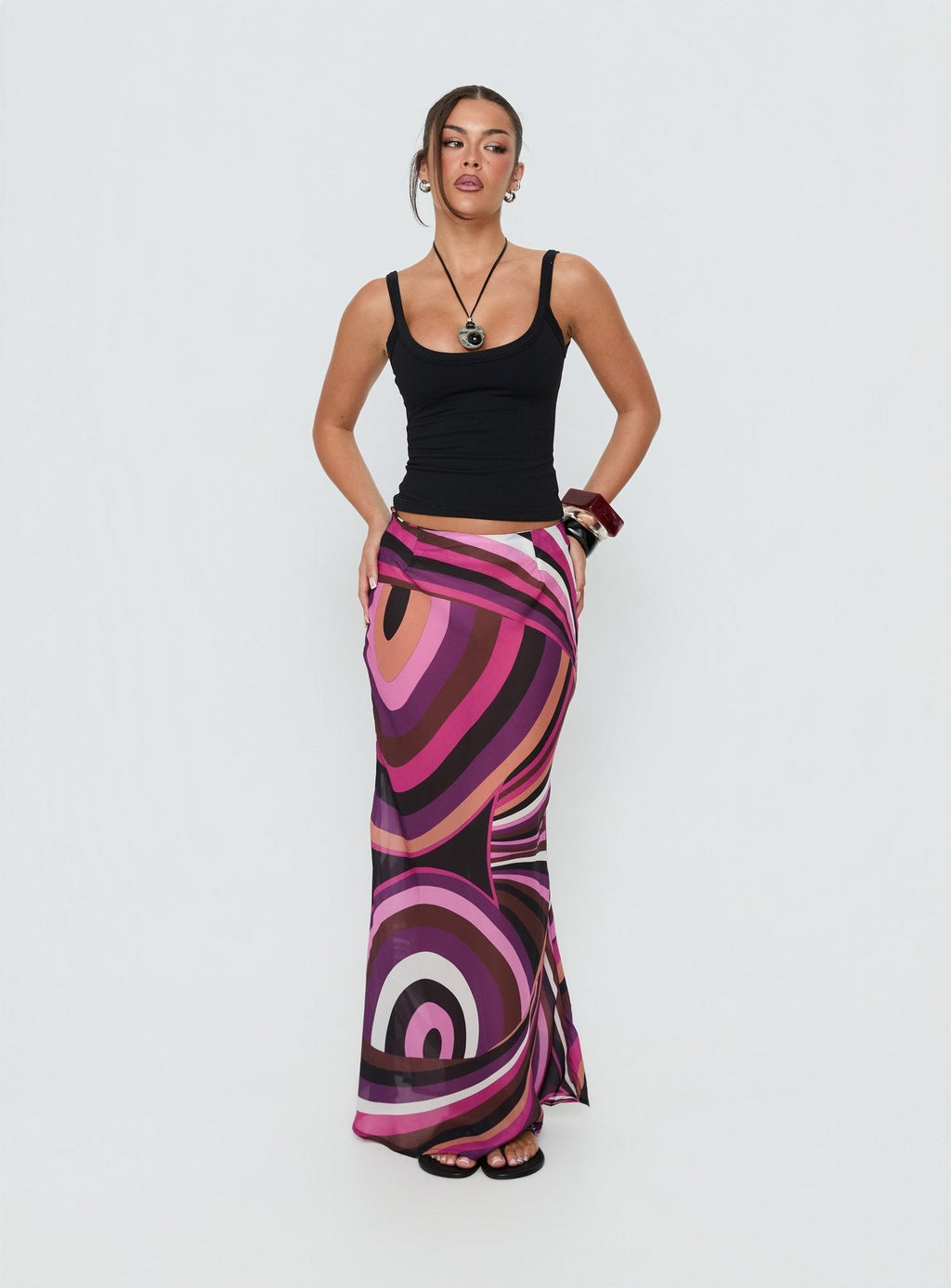 Lucidia Maxi Skirt Pink Retro