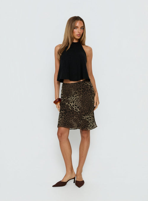 Aquaria Halter Linen Blend Top Black