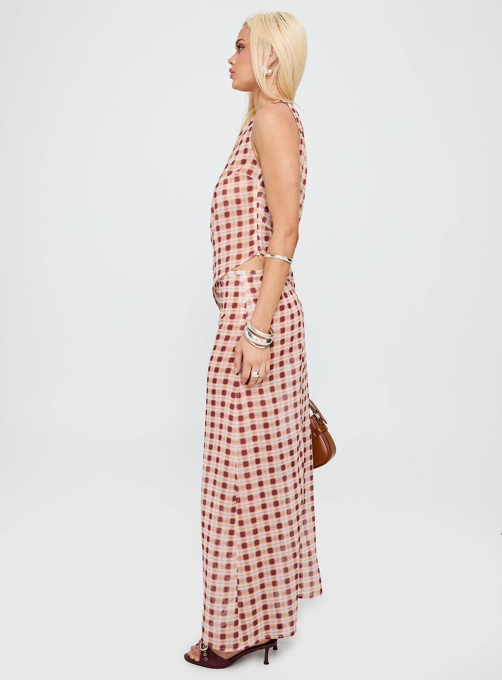 Surina Skirt Peach Check