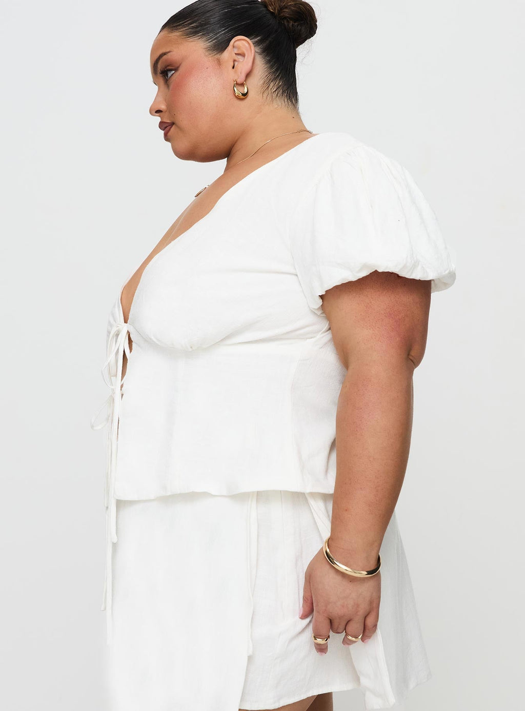 Wilhelmina Blouse Top White Curve