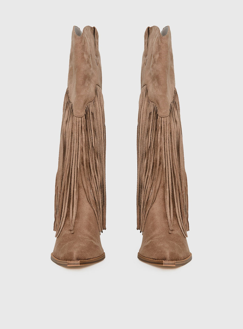 Like An Angel Faux Suede Tassel Knee High Boots Tan