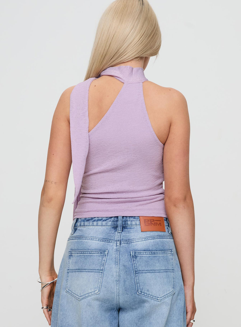 Anderstone Neck Tie Top Purple