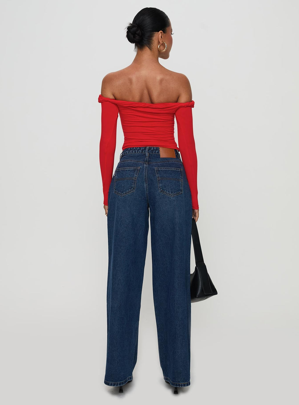 Naylor Rip Mid Rise Wide Leg Jeans Dark Blue Wash