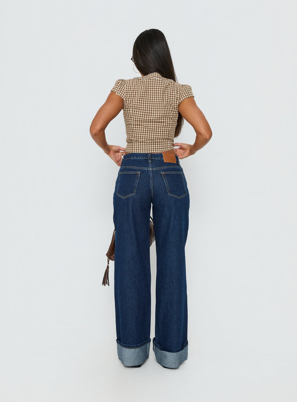 Darla Low Rise Straight Leg Cuff Jean Dark Blue Wash