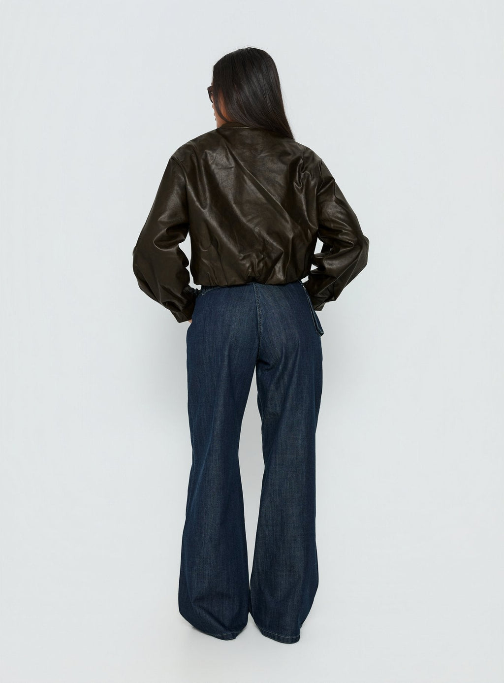 Paltrow Mid Rise Wide Leg Cargo Jeans Dark Blue Wash
