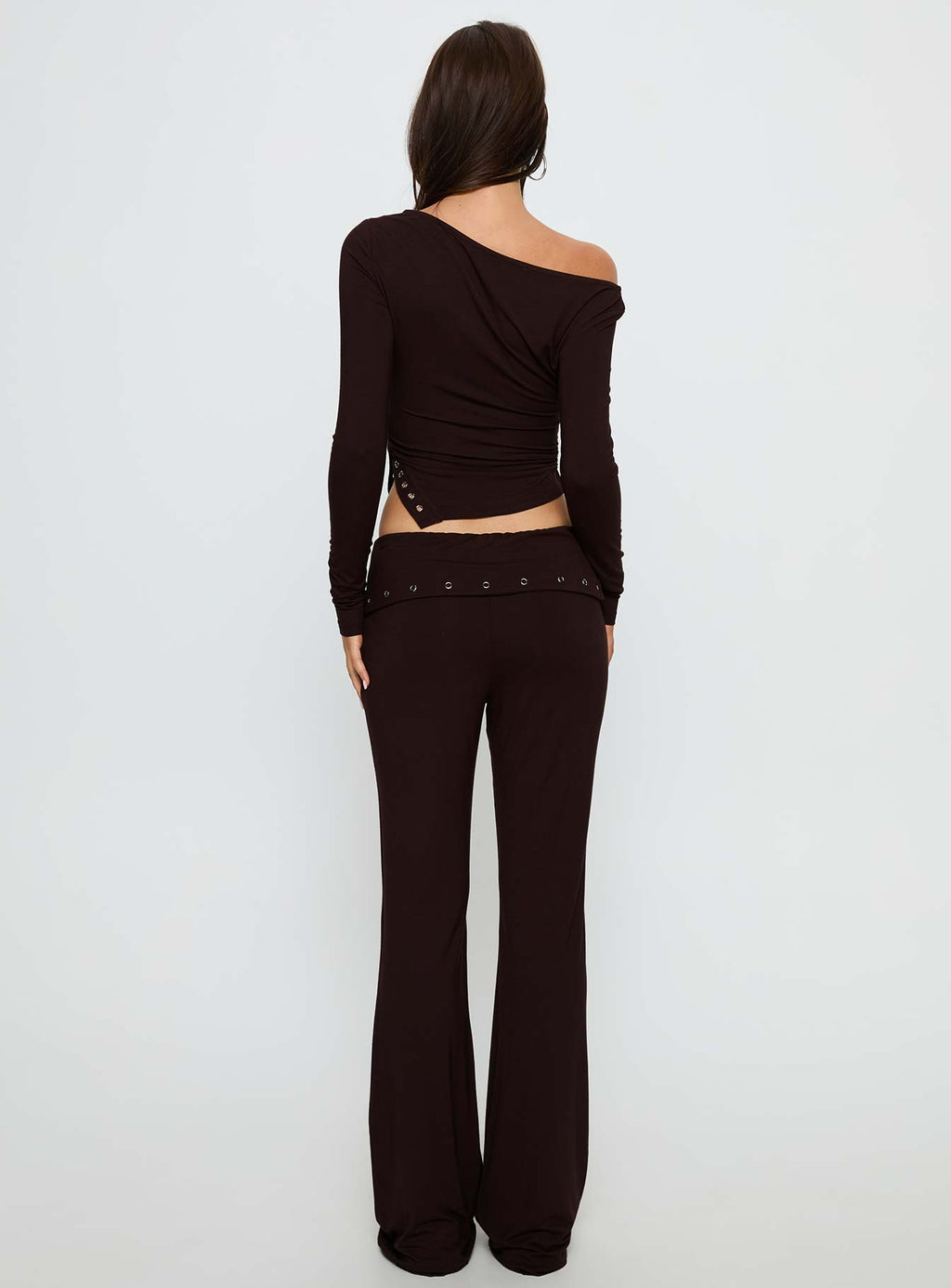 Wynna Eyelet Foldover Pants Chocolate