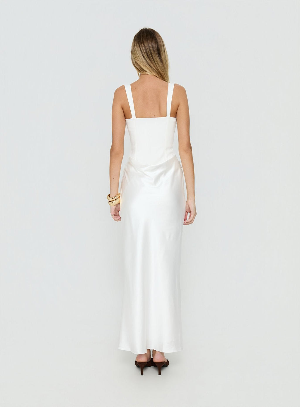 Ryana Corset Drape Maxi Dress White