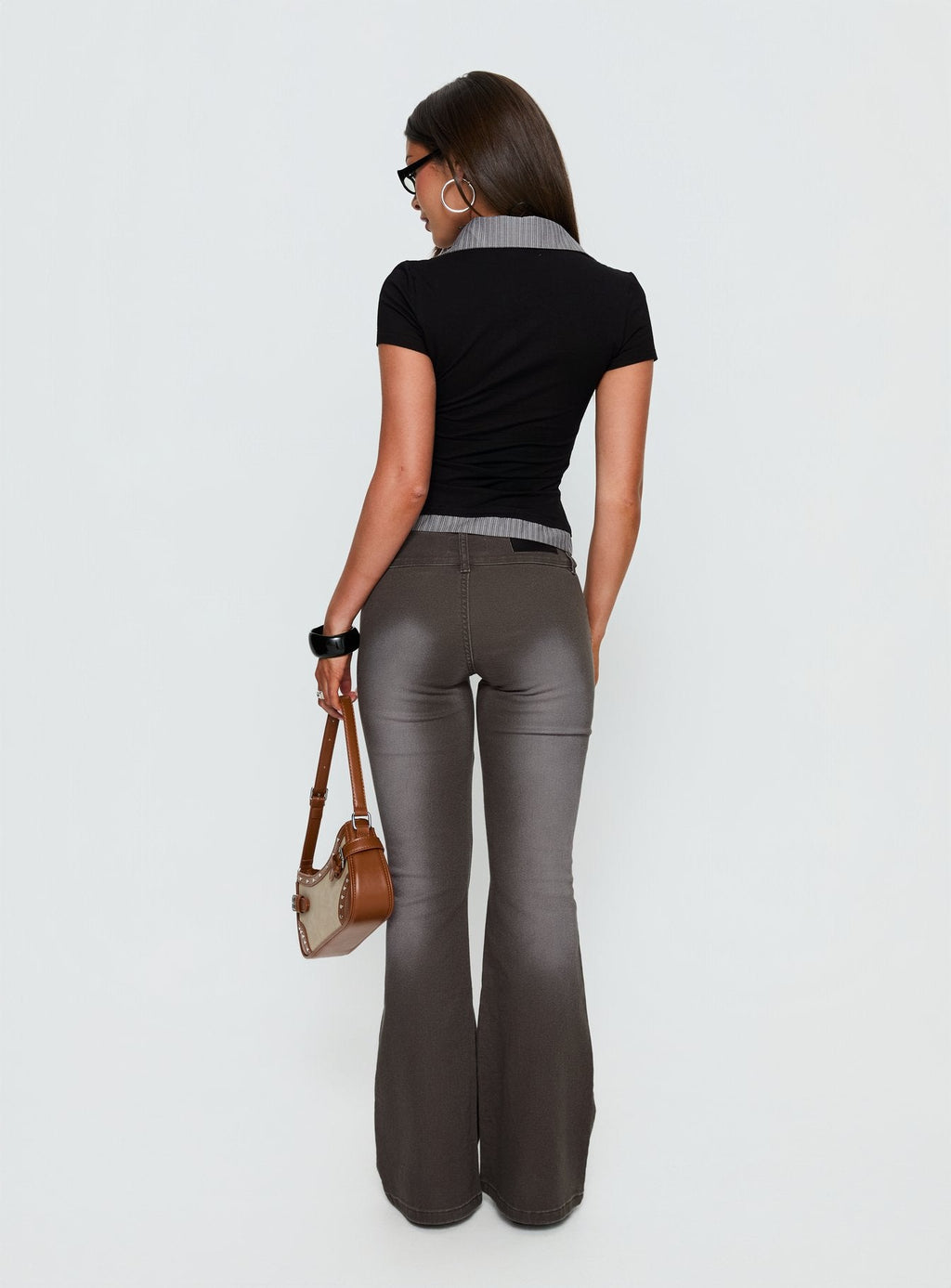 Romea Low Waist Bootleg Jeans Dark Grey