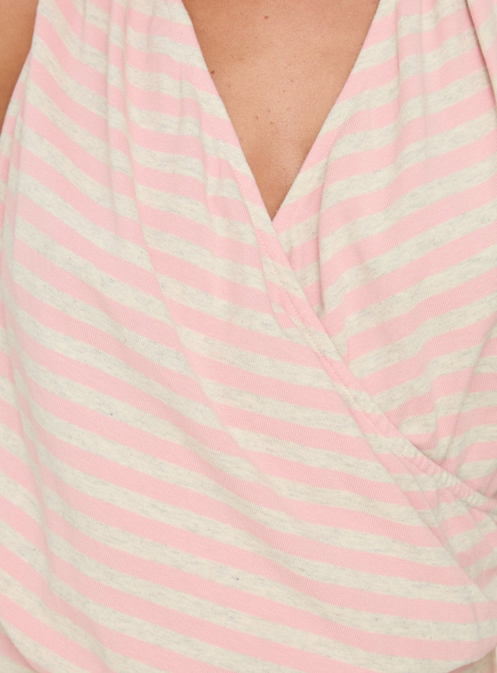 Joelie Halter Draped Mini Dress Pink / Grey Stripe