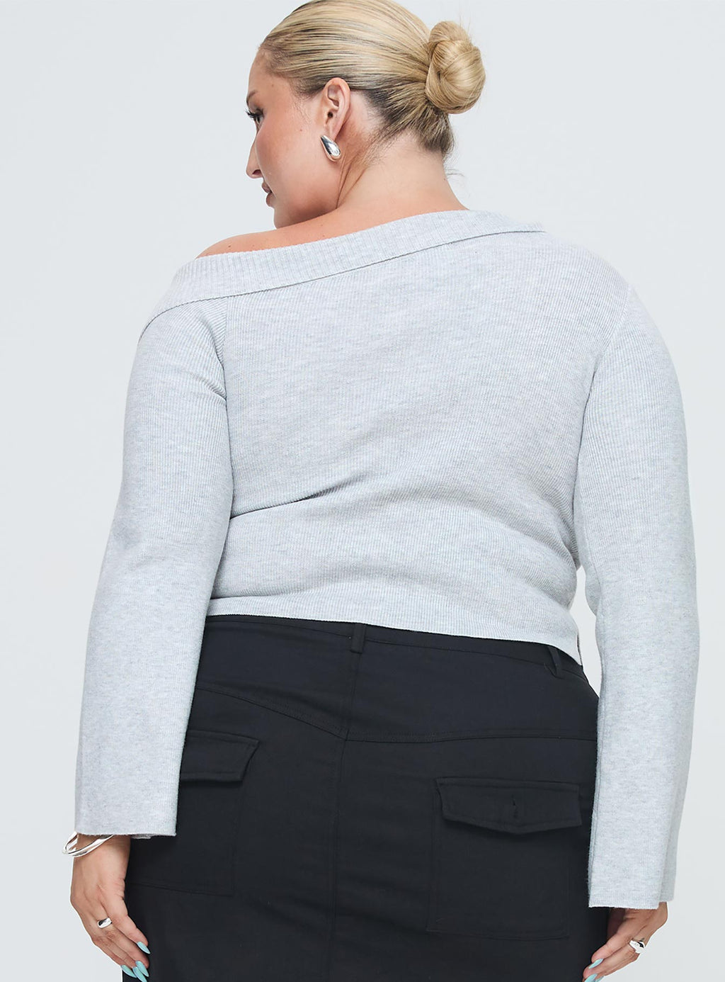 Sina Off The Shoulder Top Grey Curve