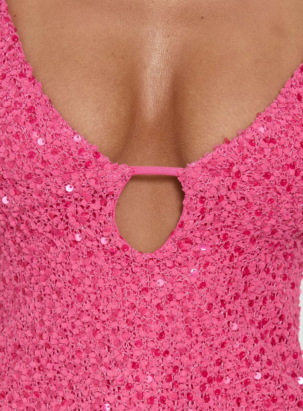 Feel The Vibrations Sequin Top Hot Pink