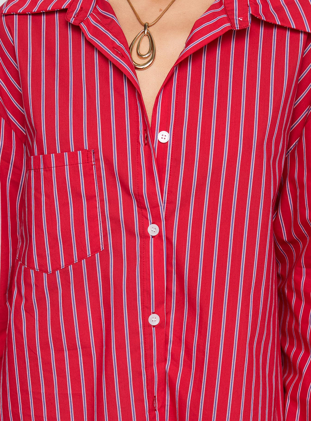 Kodhi Oversized Long Sleeve Top Red Stripe