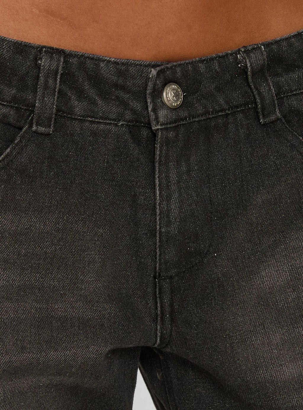 Korinne Low Rise Baggy Jeans Washed Charcoal
