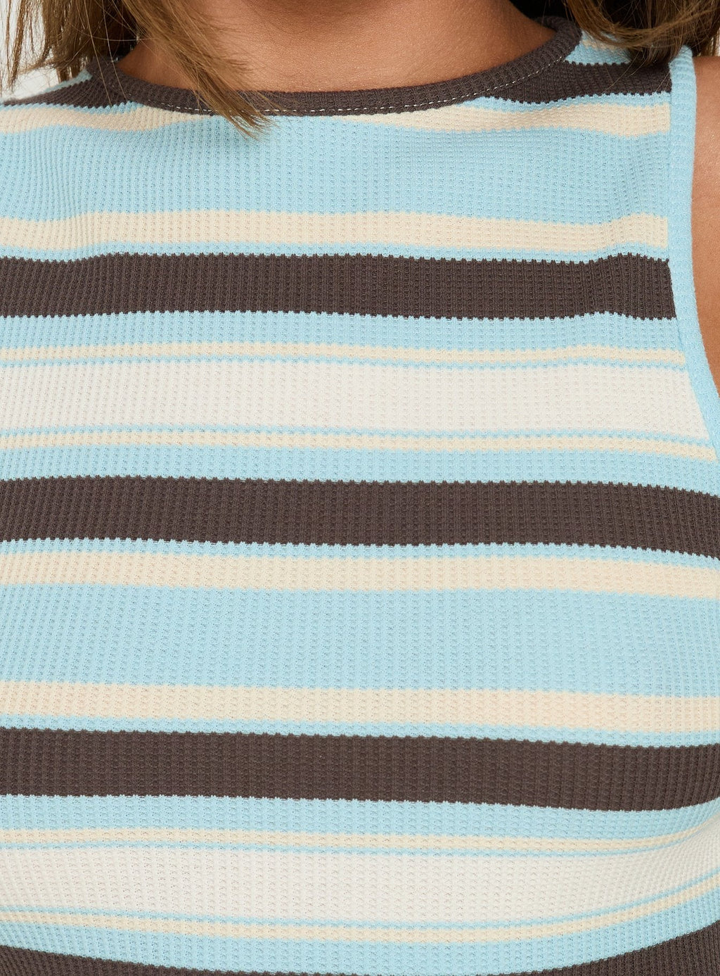 What You Wanted Asymmetrical Tank Top Blue Stripe