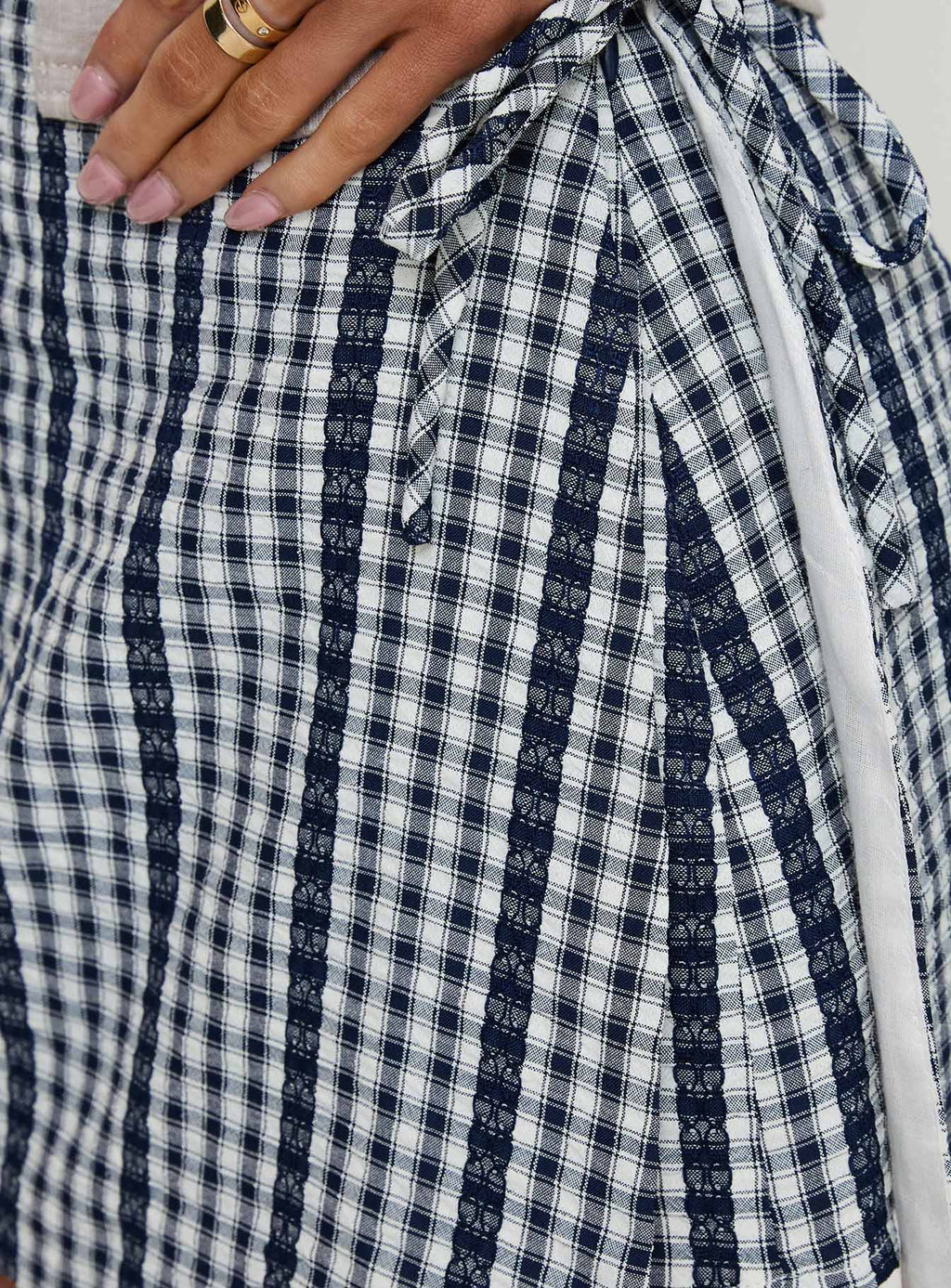 Gulliver Tie Side Mini Skort Navy Gingham