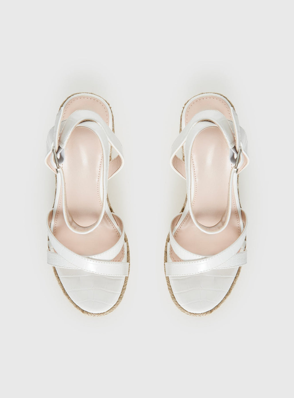 Jesper Espadrille Wedged Heels White Croc