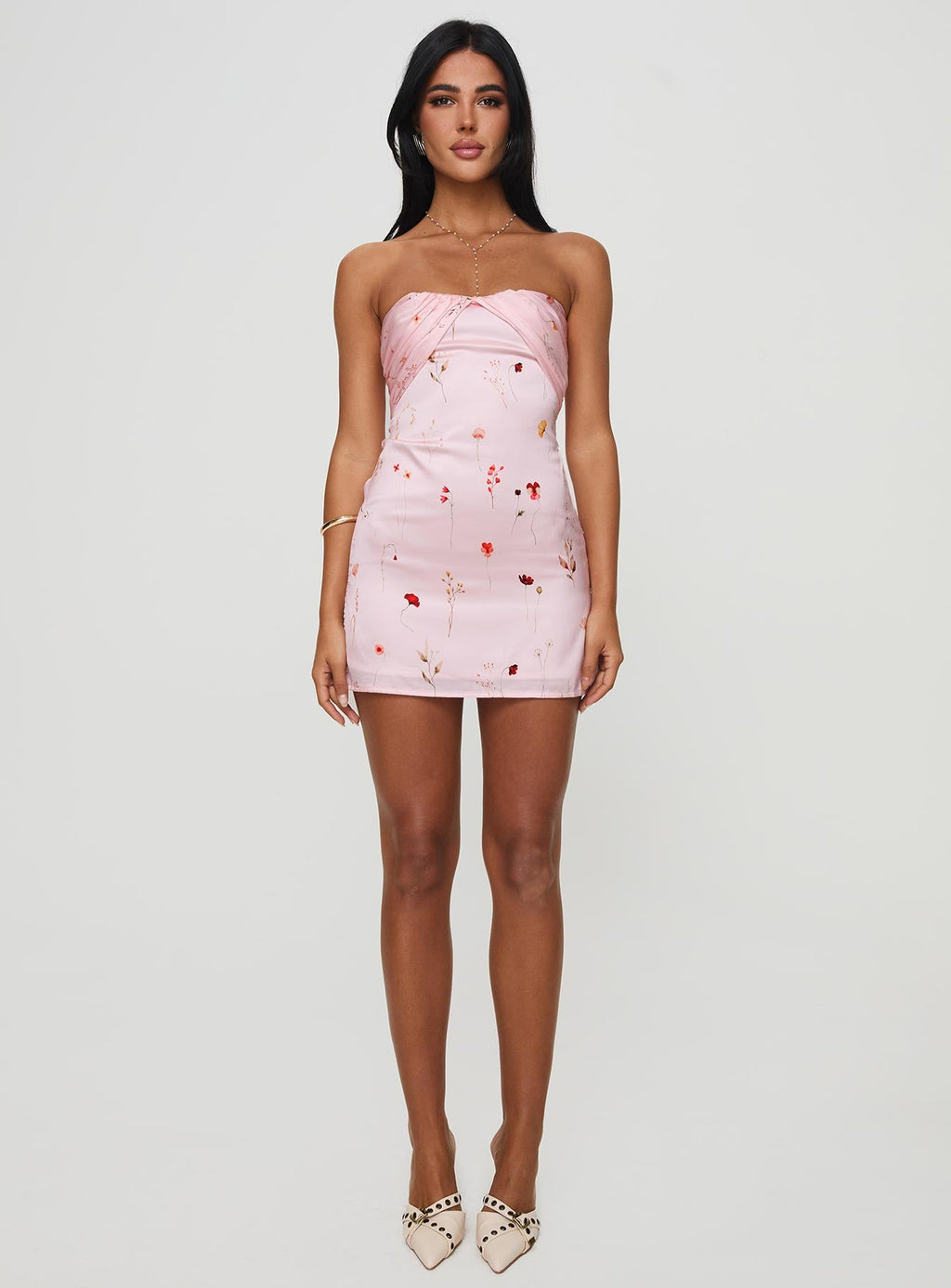 Irena Strapless Mini Dress Pink Floral